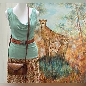 Banana Republic brown leather and rattan bag